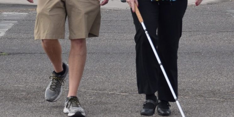 White cane user